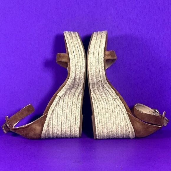 L'AGENCE Women's Brown Elysee Women's Brown Platform Suede Wedge Espadrilles 11 - Picture 5 of 10